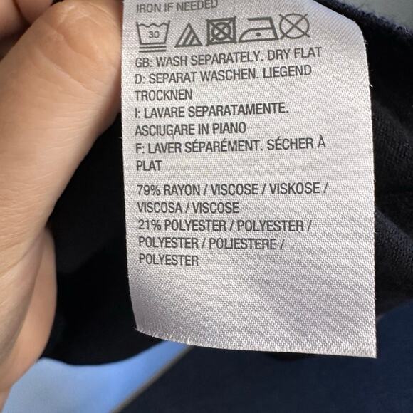 Joan Rivers black Rayon 3/4 sleeve sweater top with corset stitch size large - Picture 5 of 5